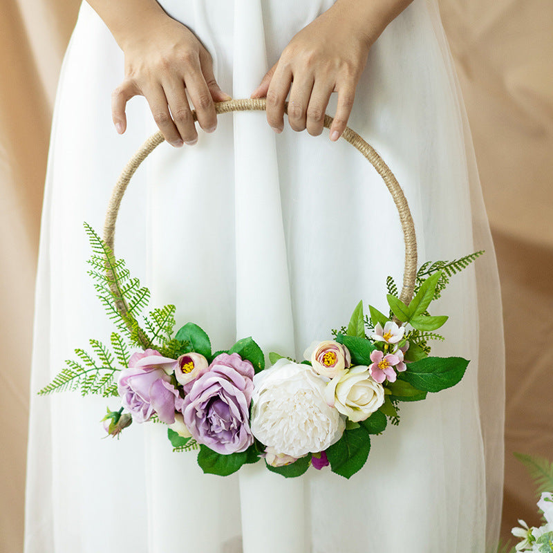 Wedding Photography Props Bride Holding Flowers Portable Wreath