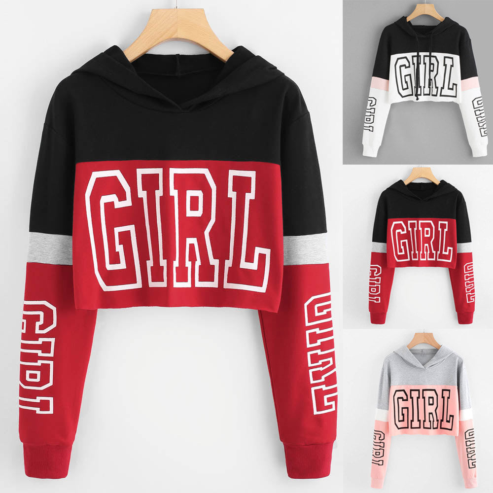 Women's Crop Top Hoodie Patchwork Regular Fit Fabric Other