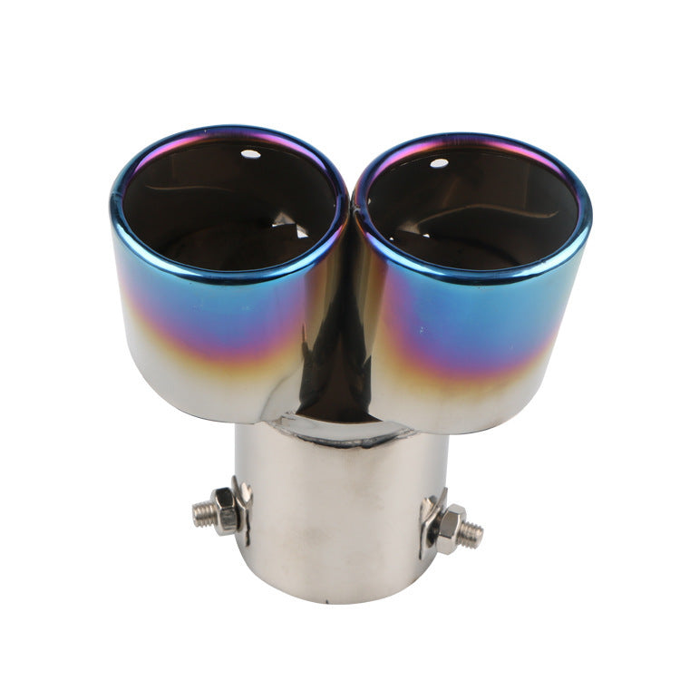 Car Tail Throat Exhaust Muffler, Grilled Blue Bend Design