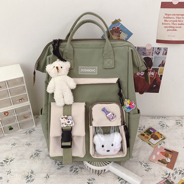 Unisex Preppy Oxford Water Resistant Candy Color Backpack