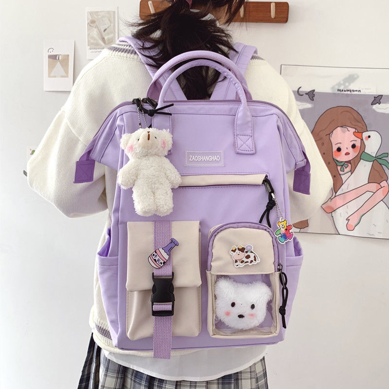 Unisex Preppy Oxford Water Resistant Candy Color Backpack