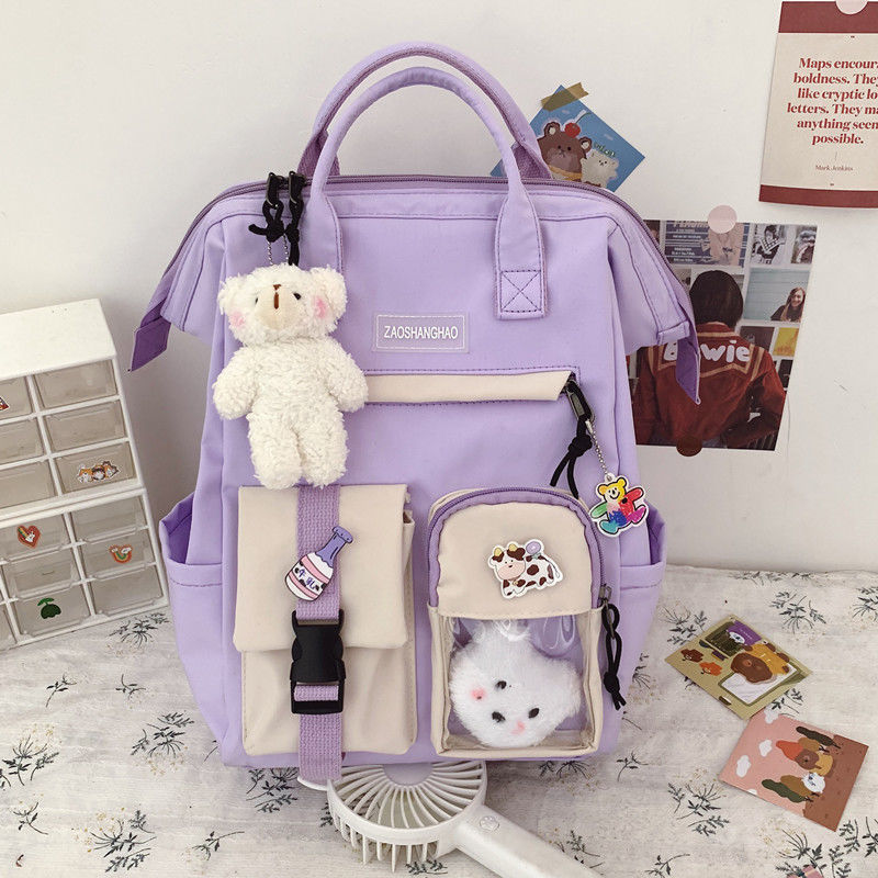 Unisex Preppy Oxford Water Resistant Candy Color Backpack