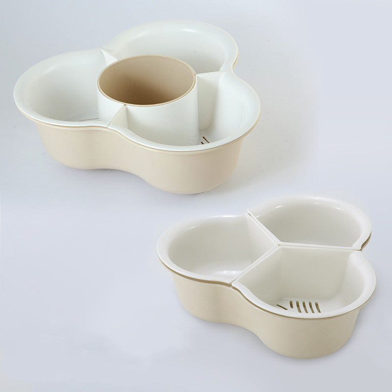 Double Layer Vegetable & Fruit Drain Basket – Hot Pot Basin & Storage Organizer