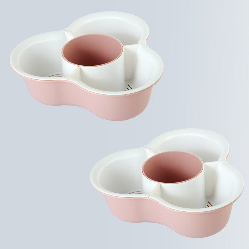 Double Layer Vegetable & Fruit Drain Basket – Hot Pot Basin & Storage Organizer