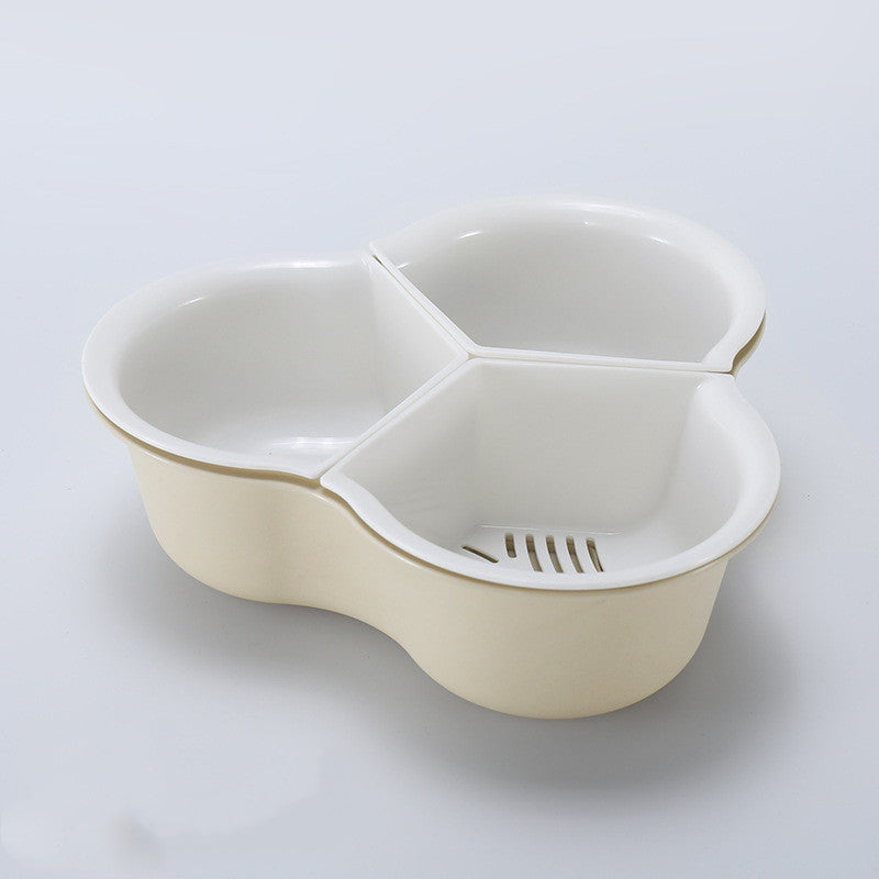 Double Layer Vegetable & Fruit Drain Basket – Hot Pot Basin & Storage Organizer