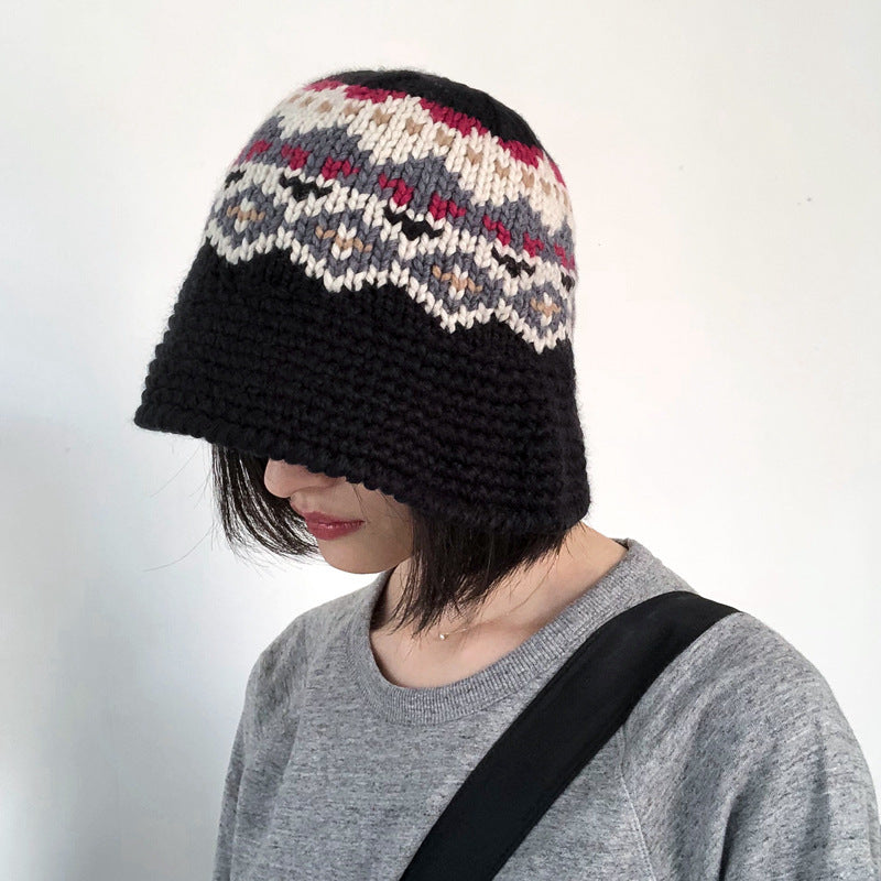 Female Knitting Bucket Hats Harajuku Bucket Hat Fishing Outdoor Panama Hip Hop Cap