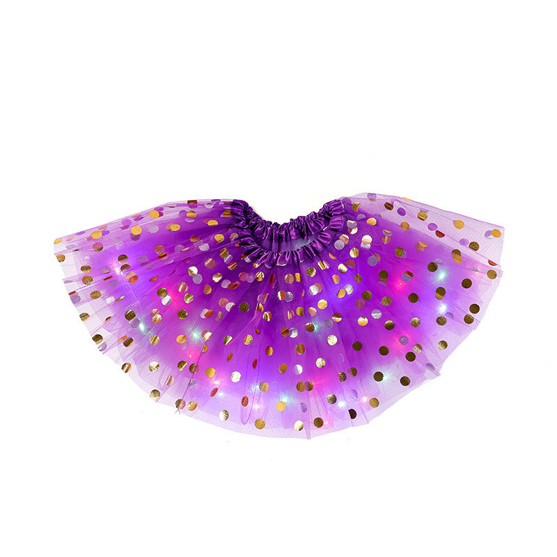 Children's Sequin Skirt With Light And Half Mesh