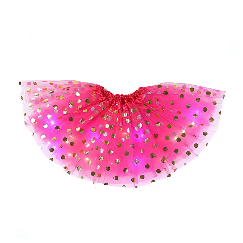 Children's Sequin Skirt With Light And Half Mesh