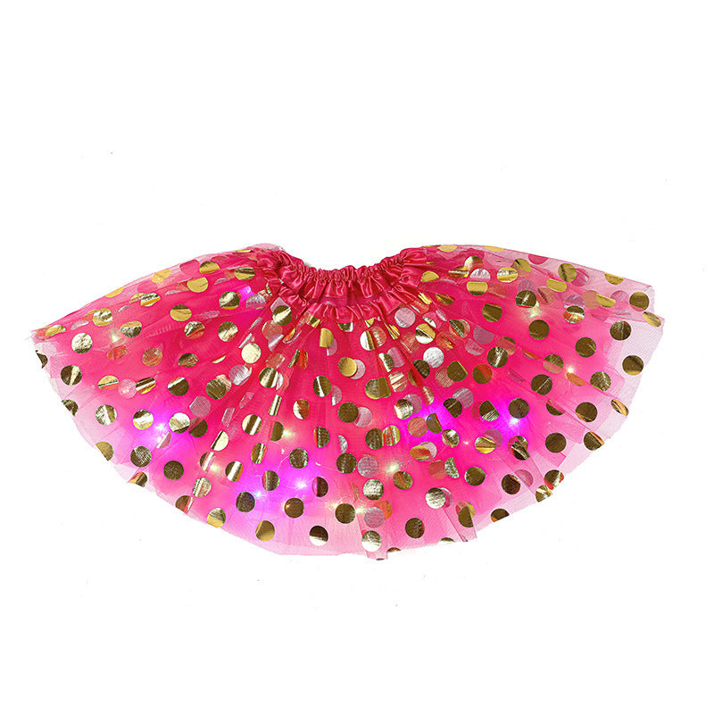 Children's Sequin Skirt With Light And Half Mesh