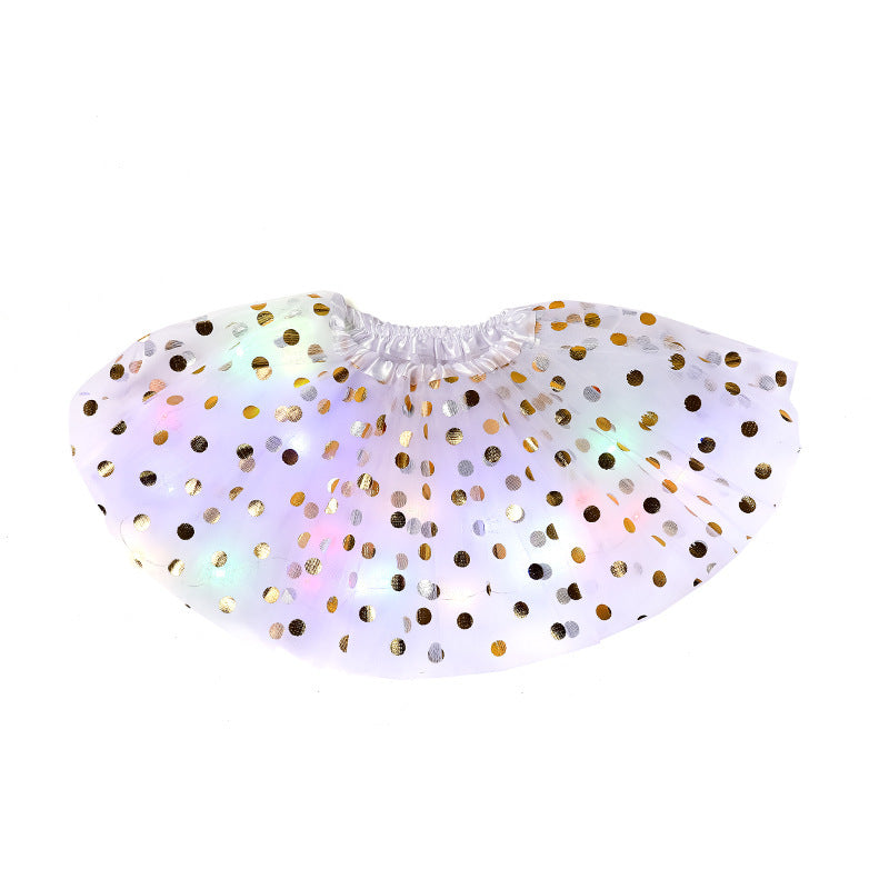 Children's Sequin Skirt With Light And Half Mesh