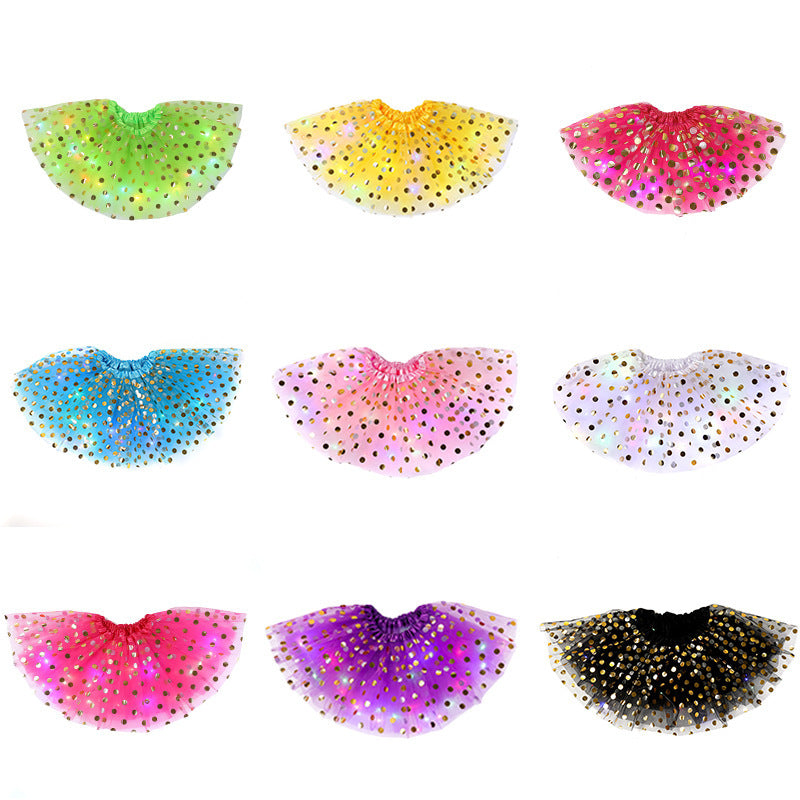 Children's Sequin Skirt With Light And Half Mesh