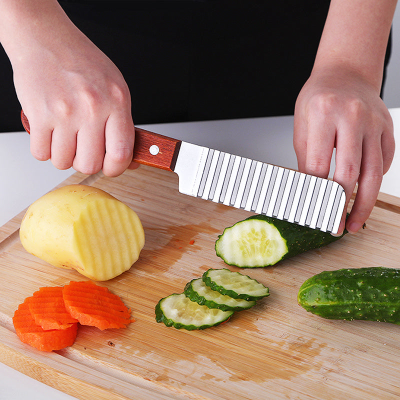 Stainless Steel French Fries Cutter – Wavy Potato & Vegetable Slicer