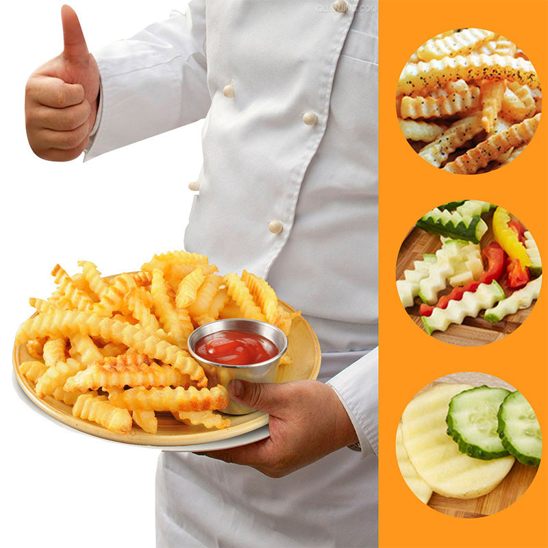 Stainless Steel French Fries Cutter – Wavy Potato & Vegetable Slicer