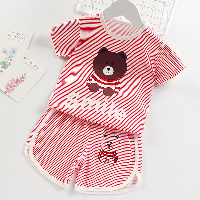 Children's Short Sleeve Suit Boys' And Girls' T-shirts And Shorts