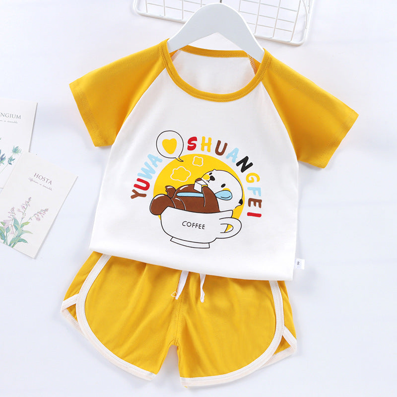 Children's Short Sleeve Suit Boys' And Girls' T-shirts And Shorts