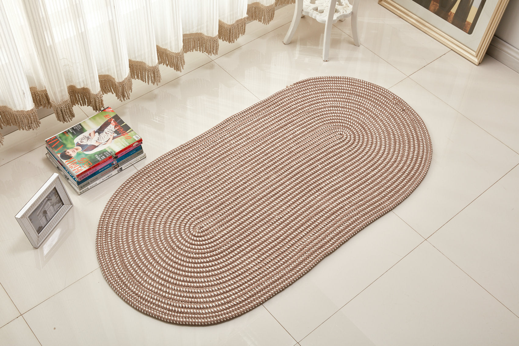 Rope Woven Oval Carpet Living Room Coffee Table Bedroom Bedside Blanket Environmentally Friendly Machine Washable Custom-Made Wholesale
