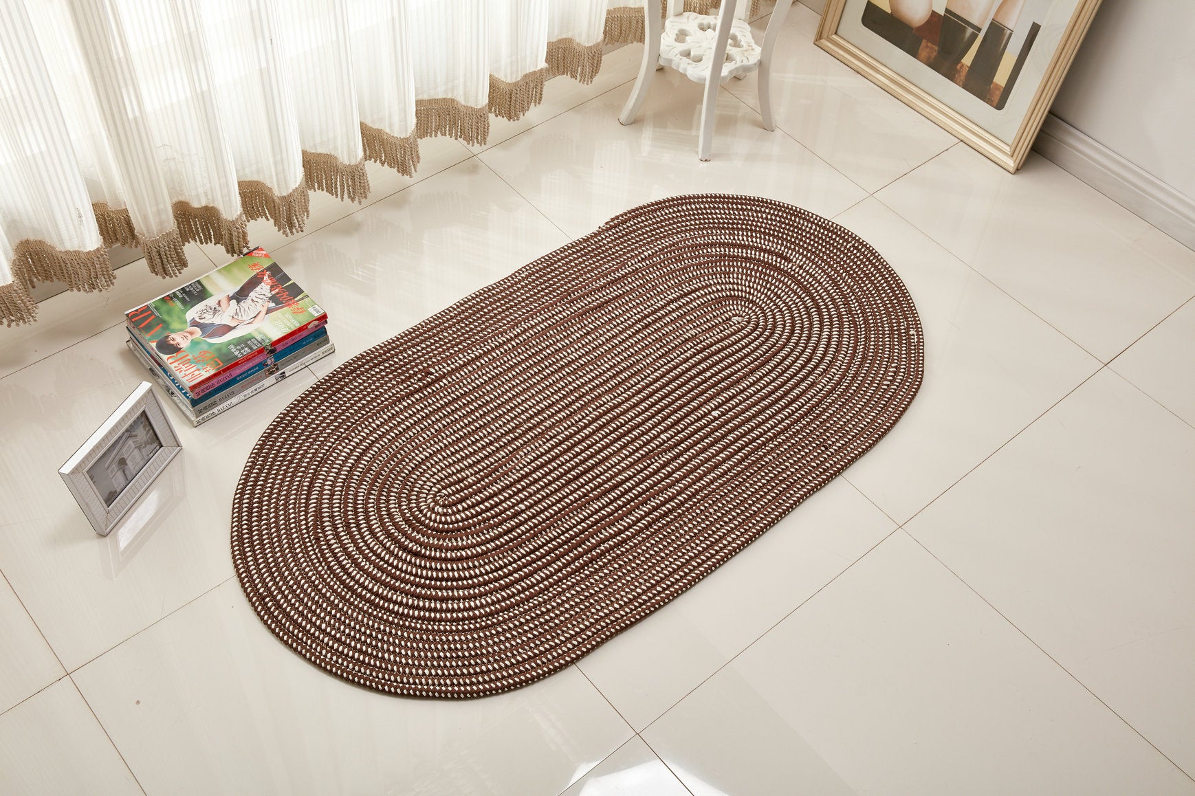 Rope Woven Oval Carpet Living Room Coffee Table Bedroom Bedside Blanket Environmentally Friendly Machine Washable Custom-Made Wholesale
