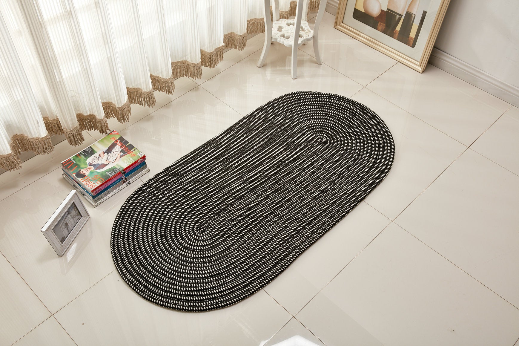 Rope Woven Oval Carpet Living Room Coffee Table Bedroom Bedside Blanket Environmentally Friendly Machine Washable Custom-Made Wholesale