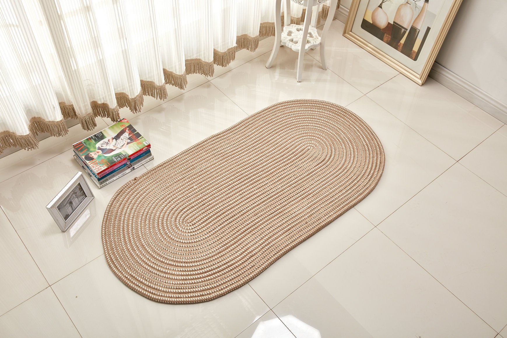 Rope Woven Oval Carpet Living Room Coffee Table Bedroom Bedside Blanket Environmentally Friendly Machine Washable Custom-Made Wholesale