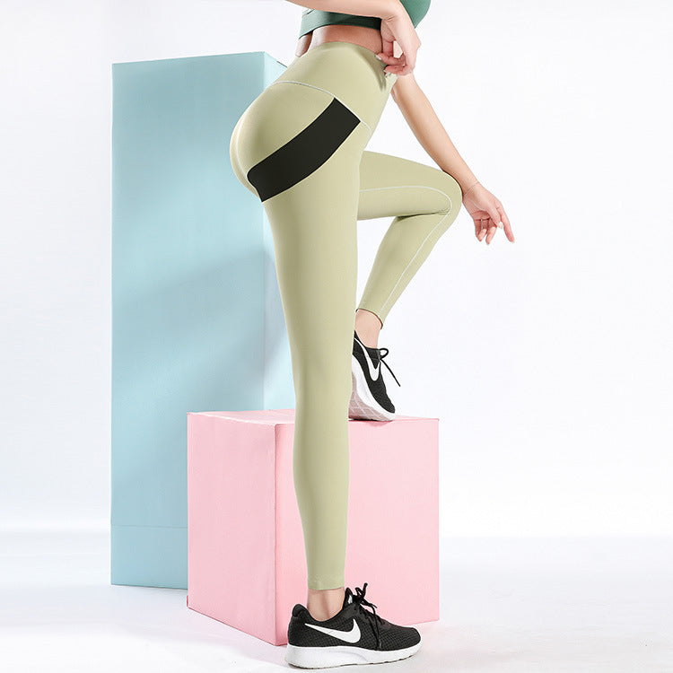 Women's Patchwork Nylon Blend Slim Fit Yoga Leggings