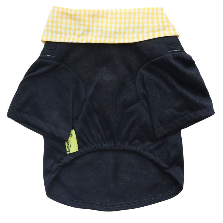 Pet Clothing, Dog Supplies, Small Dog Teddy Printed Plaid Pointed Collar Fake 2-Piece Pet Compassionate Shirt