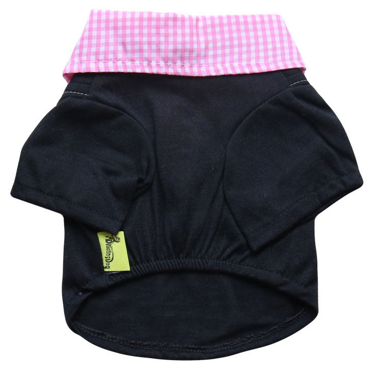 Pet Clothing, Dog Supplies, Small Dog Teddy Printed Plaid Pointed Collar Fake 2-Piece Pet Compassionate Shirt