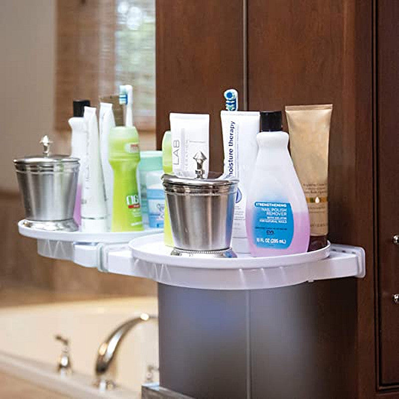 360-Degree Rotating Storage Rack – Nail-Free Kitchen and Bathroom Organizer