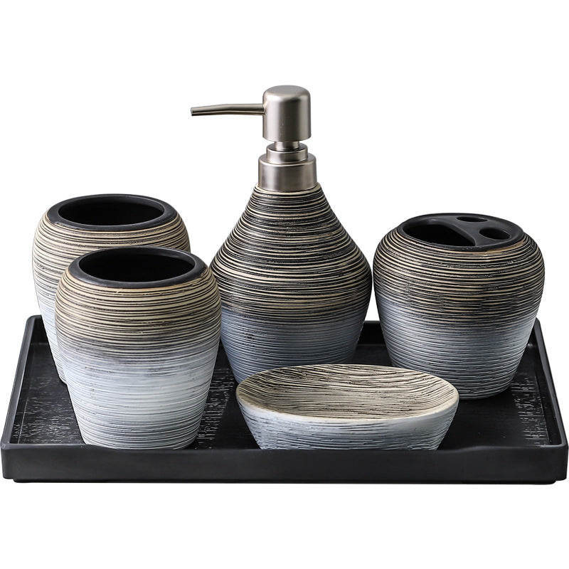 Retro Brushed Bathroom Accessories Set – 6-Piece Vanity Collection