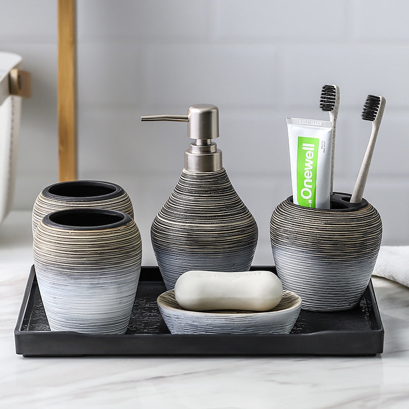 Retro Brushed Bathroom Accessories Set – 6-Piece Vanity Collection