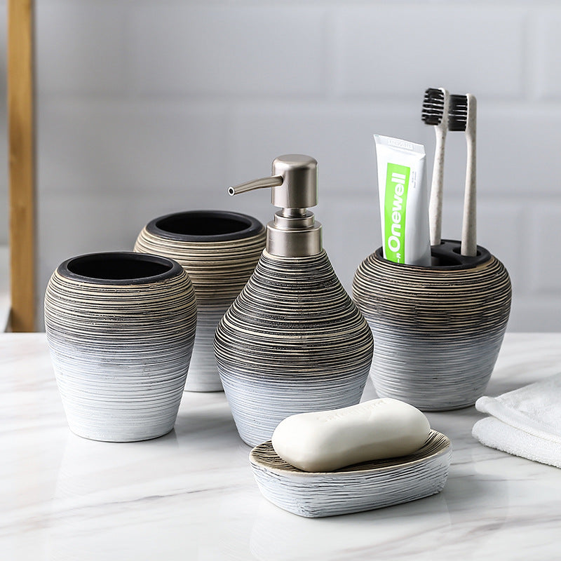 Retro Brushed Bathroom Accessories Set – 6-Piece Vanity Collection