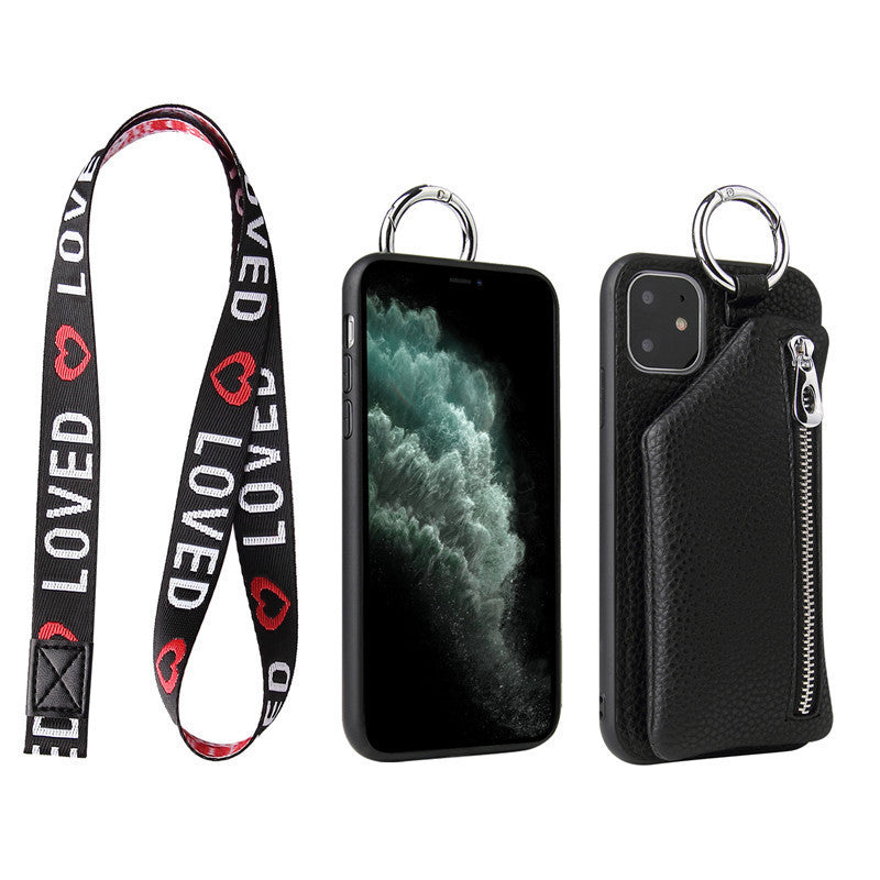PU Leather Crossbody Wallet Phone Case with Strap Cord and Coin Purse