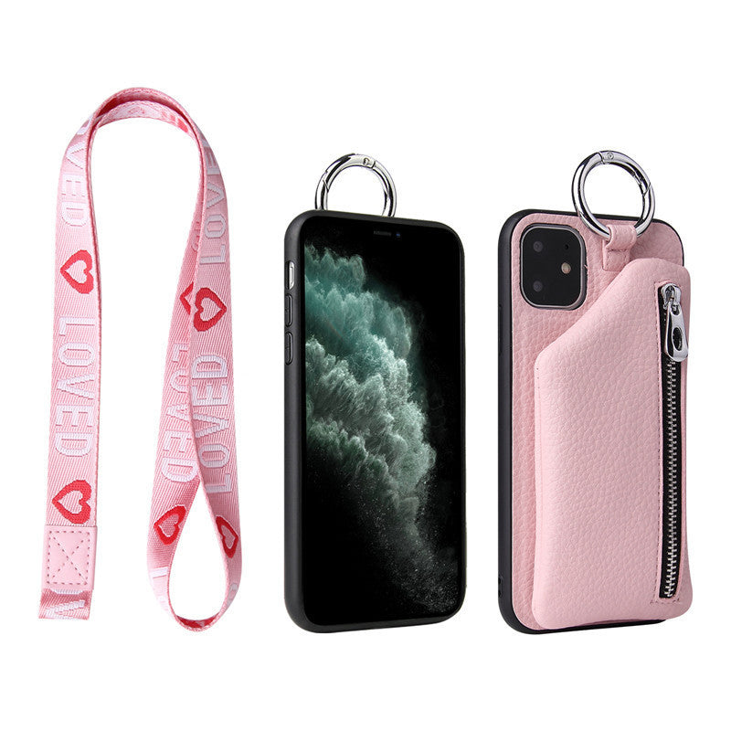 PU Leather Crossbody Wallet Phone Case with Strap Cord and Coin Purse