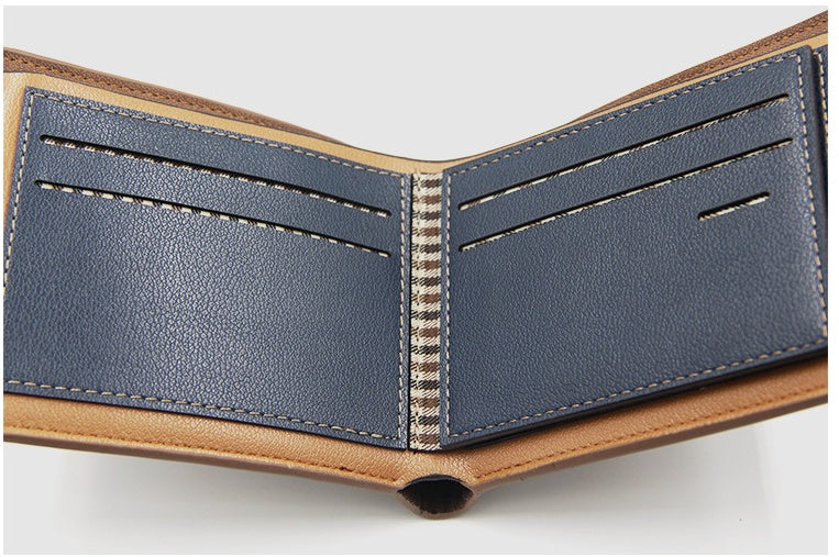 Men's Short Style PU Leather Wallet Large Capacity Frosted