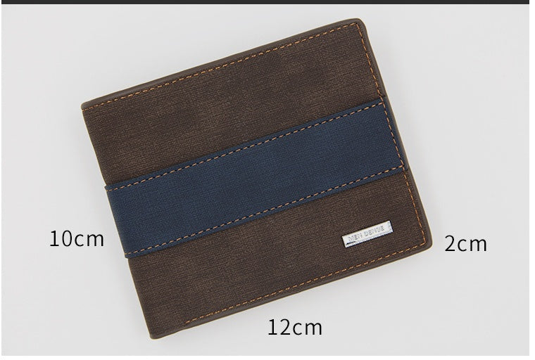 Men's Short Style PU Leather Wallet Large Capacity Frosted