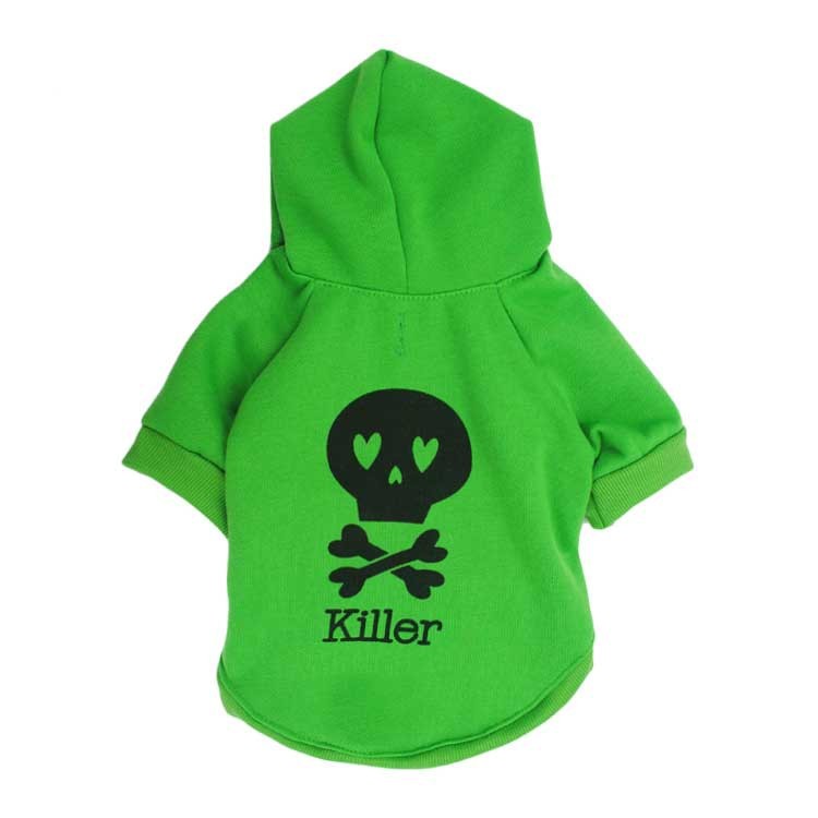 Pet Clothes Dog Costume Halloween Fleece Black Skull Pet Hooded T-shirt