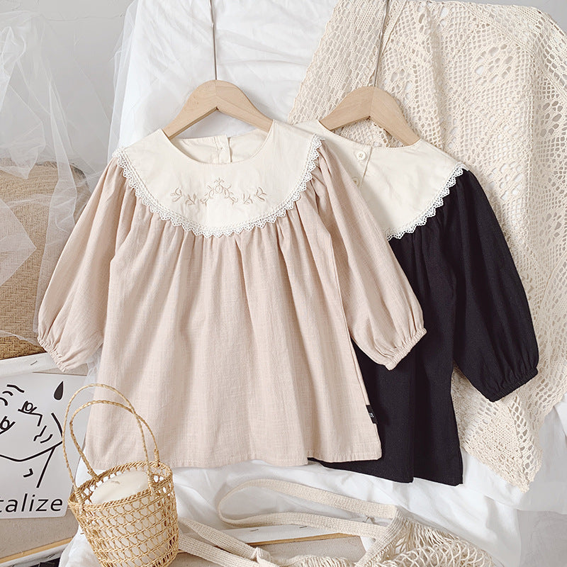 Fashion Children's Lace Embroidery Retro Dress