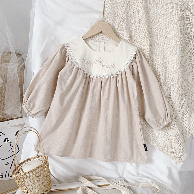 Fashion Children's Lace Embroidery Retro Dress
