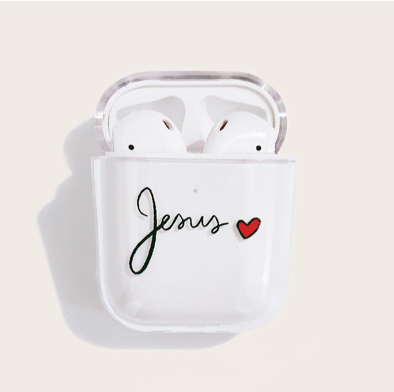 Compatible with Apple, Transparent Colored Letter Love Apple Wireless Bluetooth Headset Case