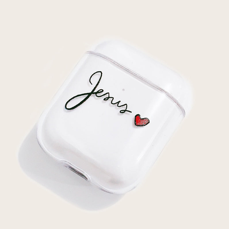 Compatible with Apple, Transparent Colored Letter Love Apple Wireless Bluetooth Headset Case