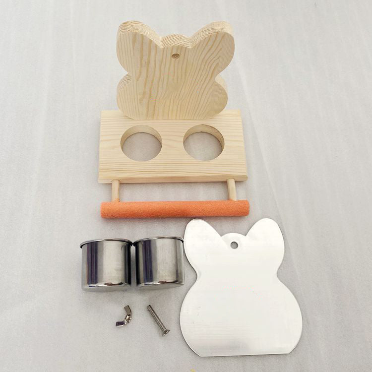 Parrot Puzzle Toy with Mirror – Claw Grinding Stand and Stainless Steel Food Cup