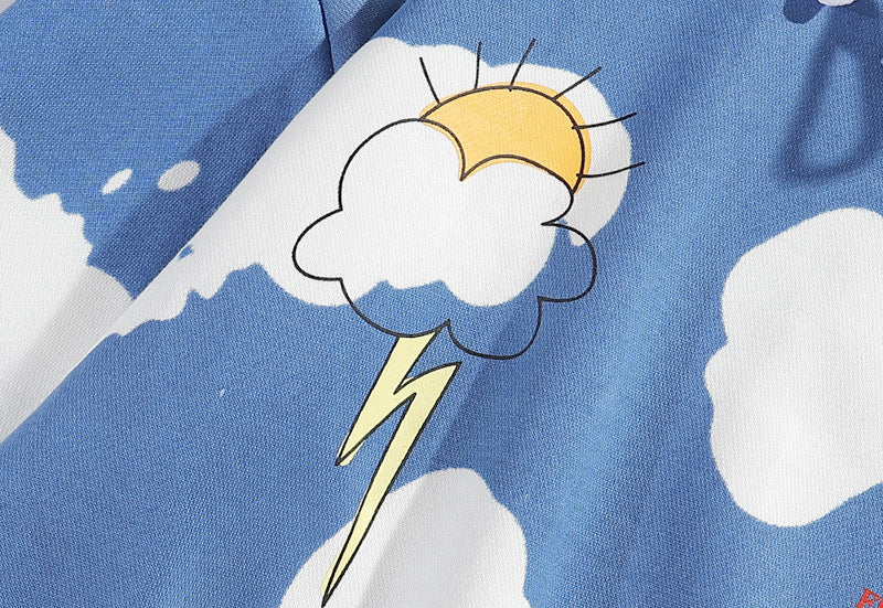Unisex Oversize Hooded Cotton Tie Dye Hoodie Sky Clouds