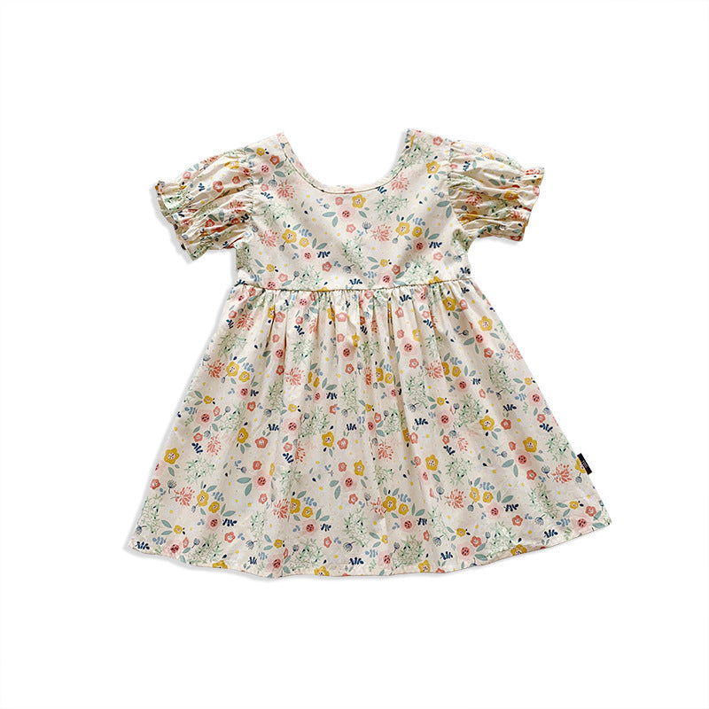 Girls' Pastoral Floral Princess Dress