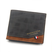 Men's PU Leather Wallet Bronzing Print Hinge Korean Style