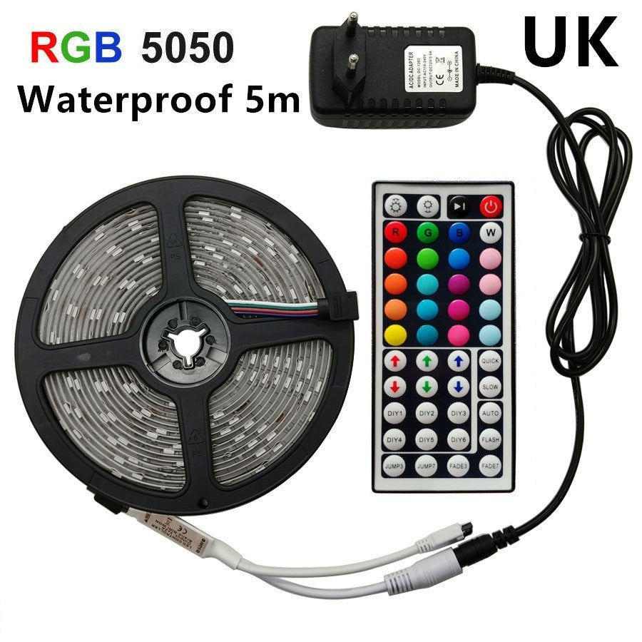 2835 RGB LED Strip Lights 300 LEDs IP65 Waterproof with Remote and 12V 5A Power Supply Set