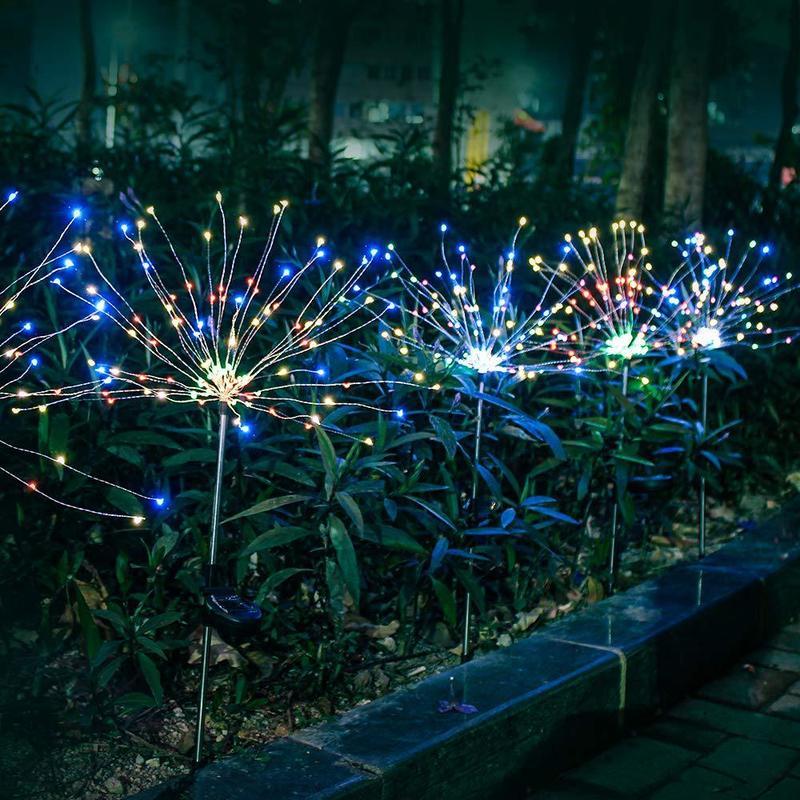 Solar Firework Lights Ground Inserted LED Starry Sky Christmas Lawn Decoration