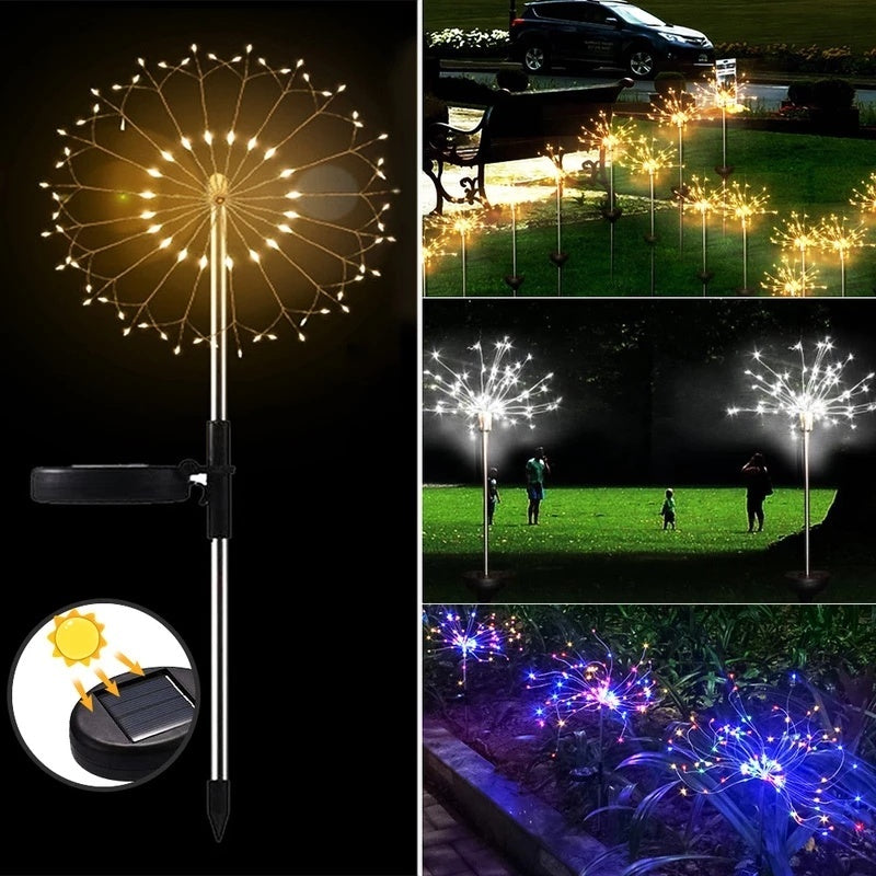 Solar Firework Lights Ground Inserted LED Starry Sky Christmas Lawn Decoration