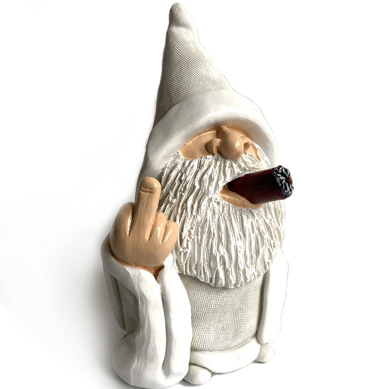 Garden Smoking White Beard Old Man Resin Crafts Ornament Statue