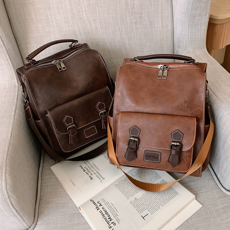 Large-capacity College Style Retro Backpack Women
