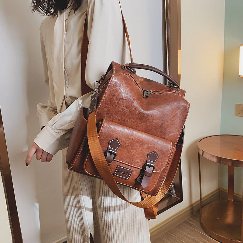 Large-capacity College Style Retro Backpack Women