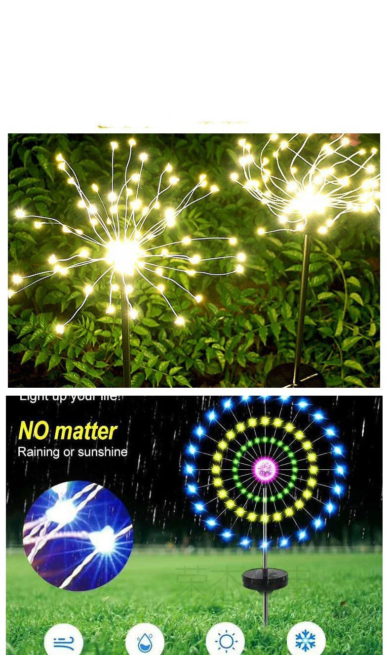 Solar Firework Lights Ground Inserted LED Starry Sky Christmas Lawn Decoration